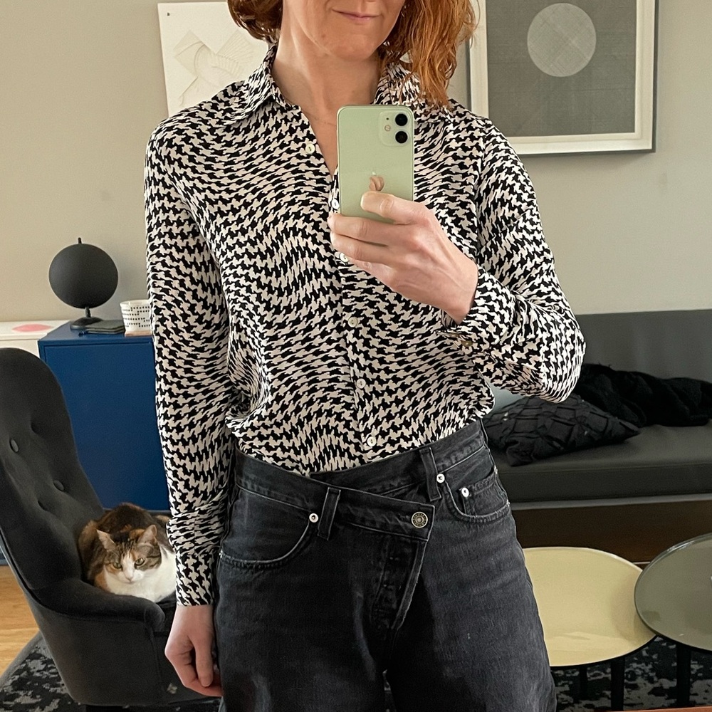 Vintage silk houndstooth shirt, XS